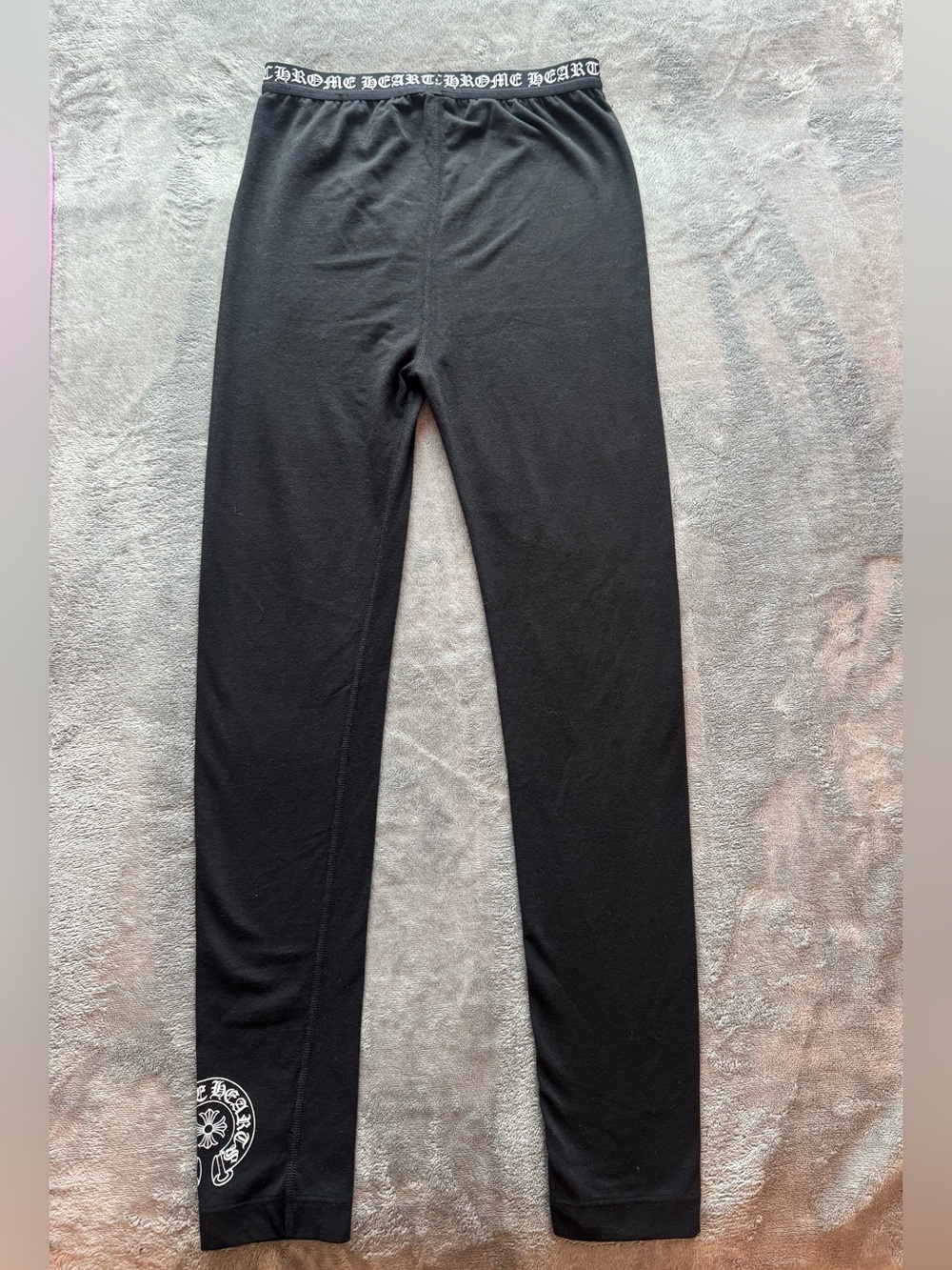Chrome hearts black horseshoe logo leggings